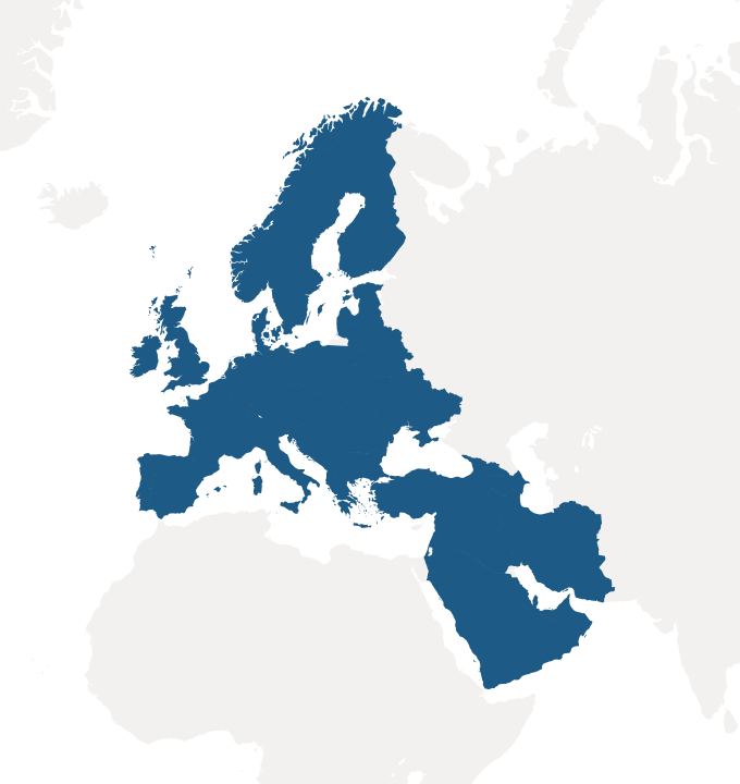 Map of Europe Zoomed In